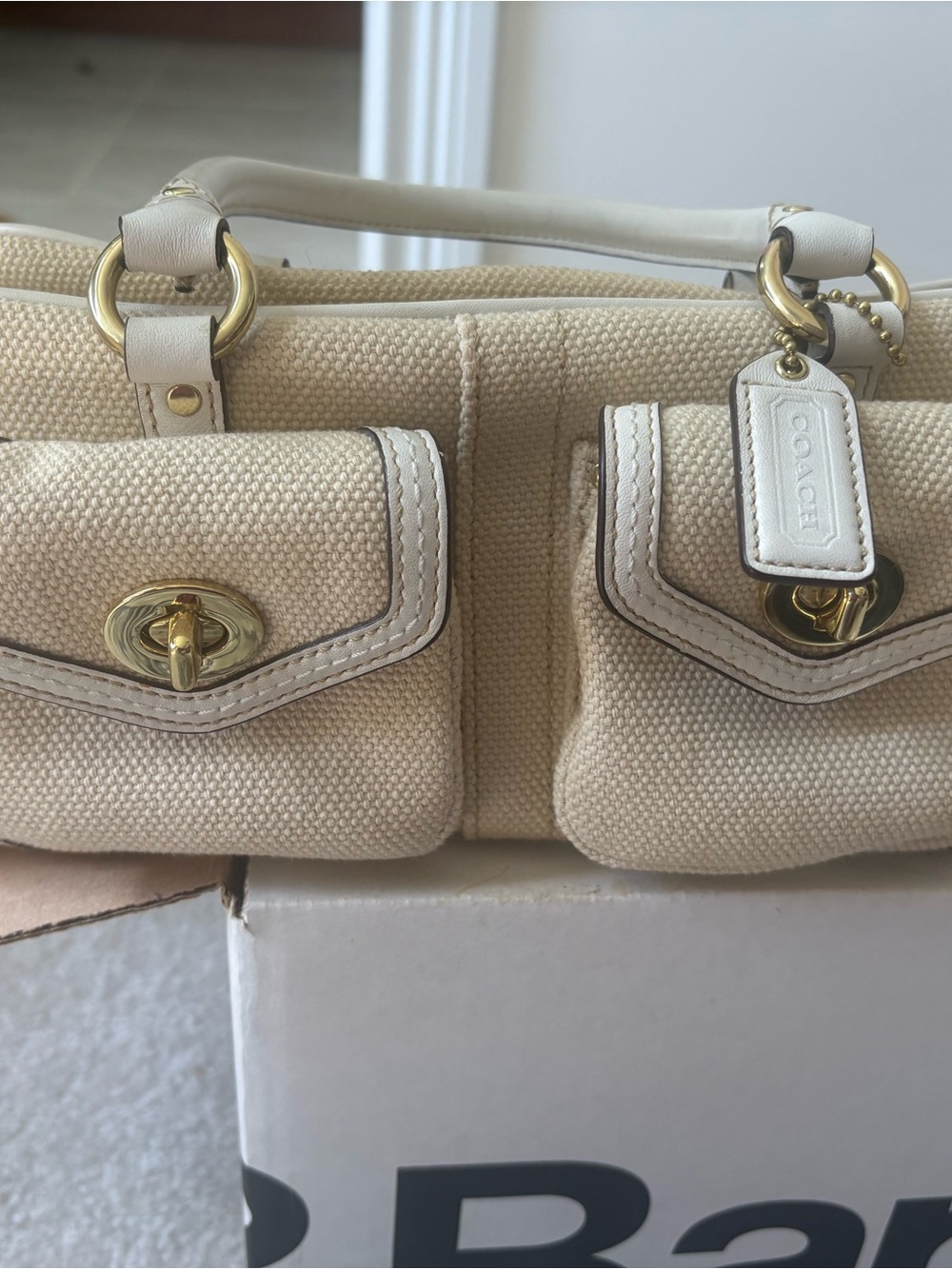 Coach Cream Canvas Legacy Gallery Satchel